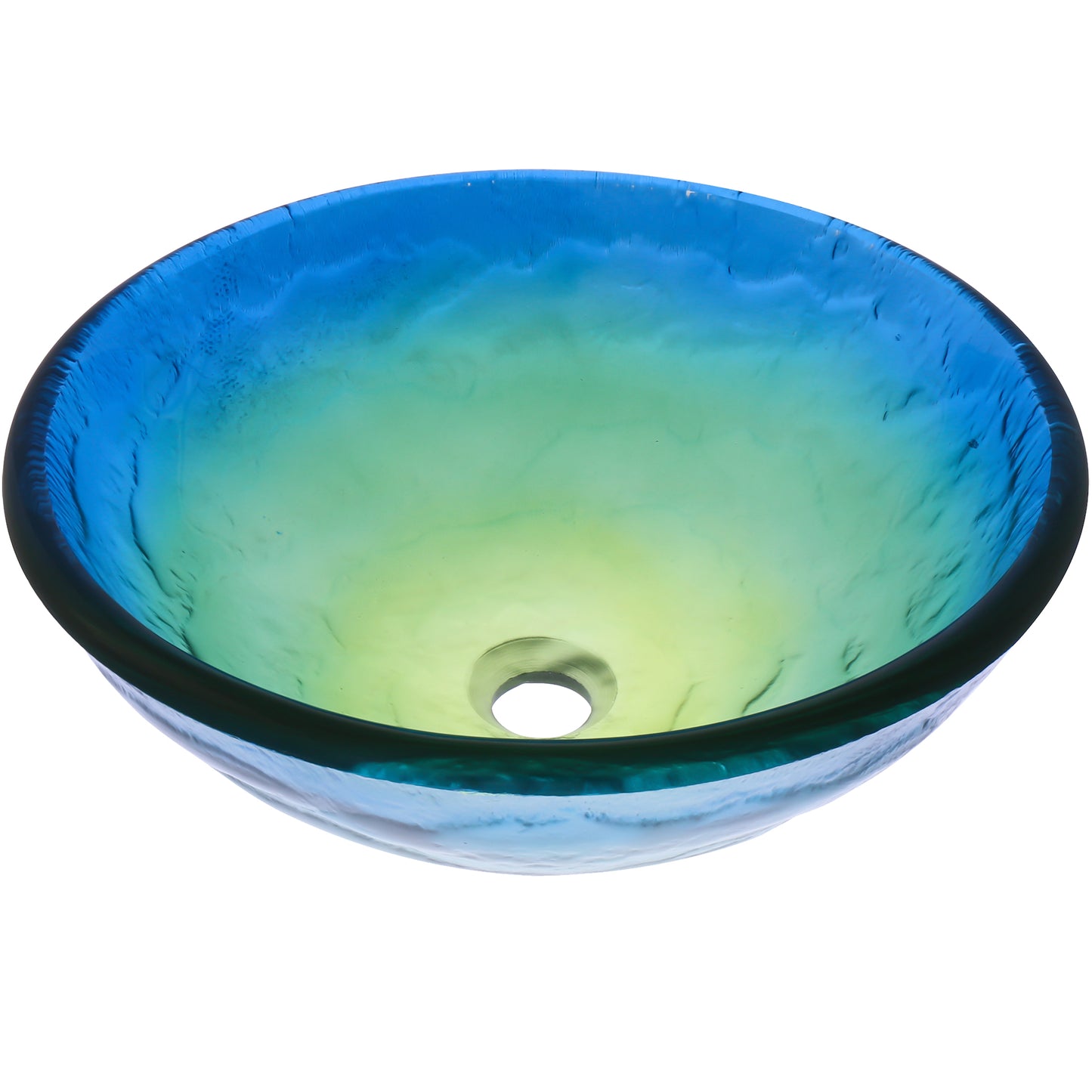 blue glass vessel bathroom sink