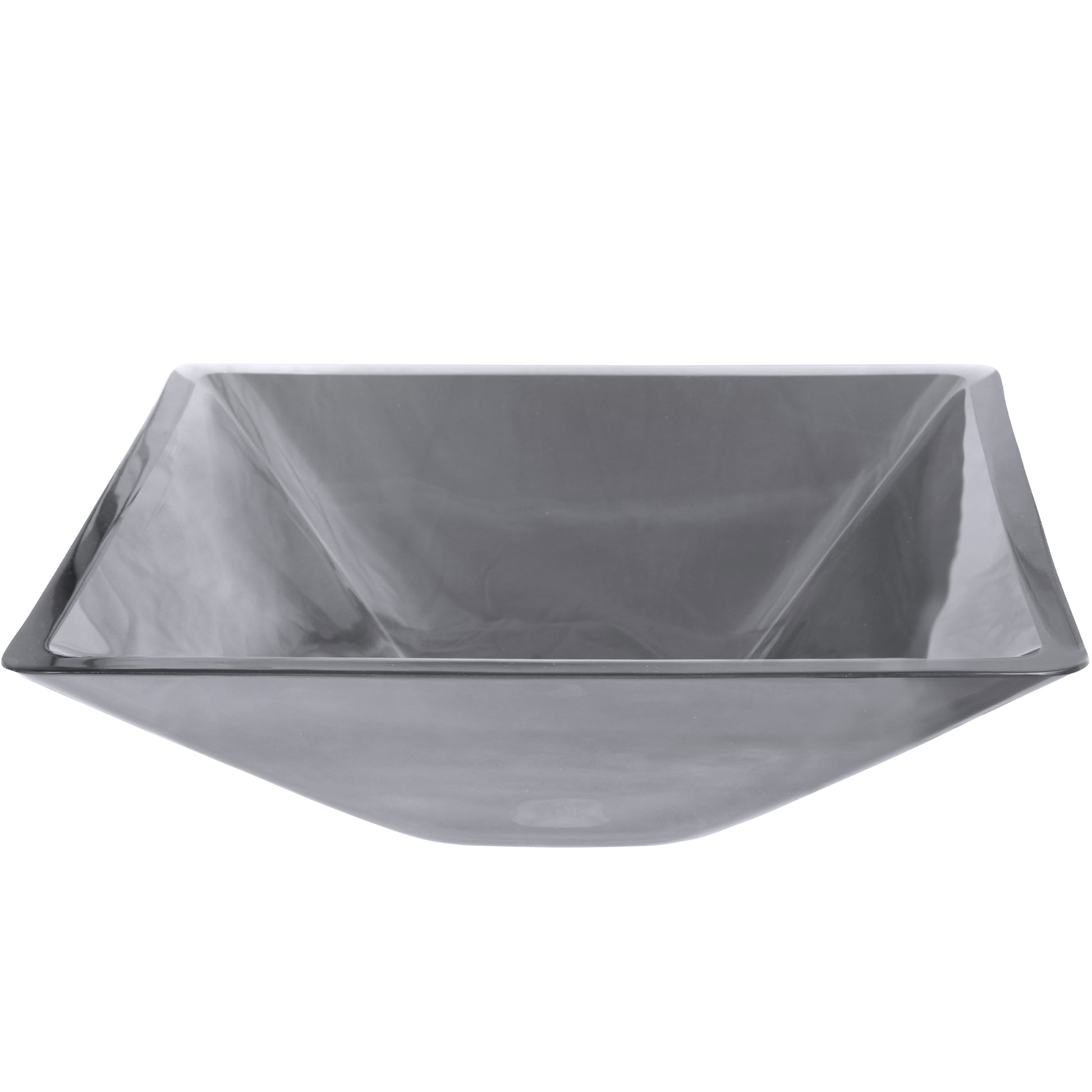 Clear Gray Tinted Square Glass Vessel Bath Sink