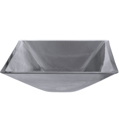 Clear Gray Tinted Square Glass Vessel Bath Sink