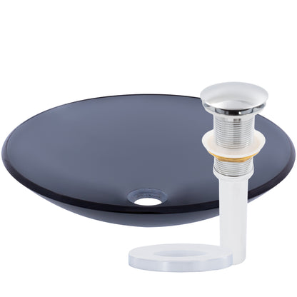 Clear Slate Grey Round Shallow Glass Vessel Bath Sink TIS-316G