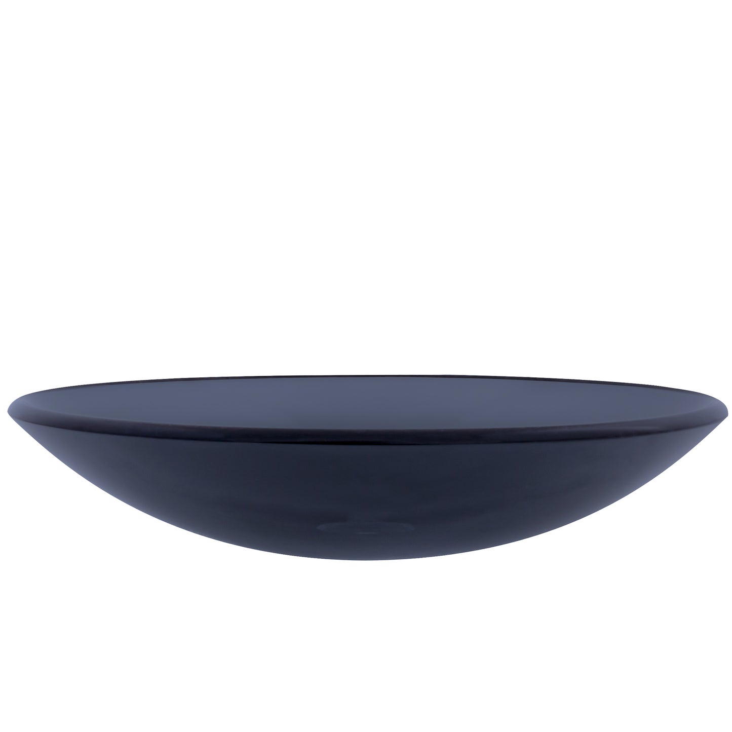 Clear Slate Grey Round Shallow Glass Vessel Bath Sink TIS-316G