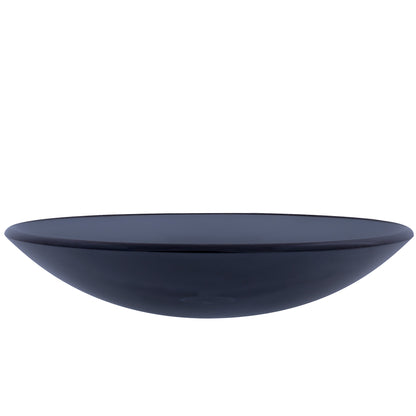 Clear Slate Grey Round Shallow Glass Vessel Bath Sink TIS-316G