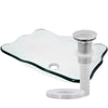 rectangular clear glass vessel sink with pop-up drain