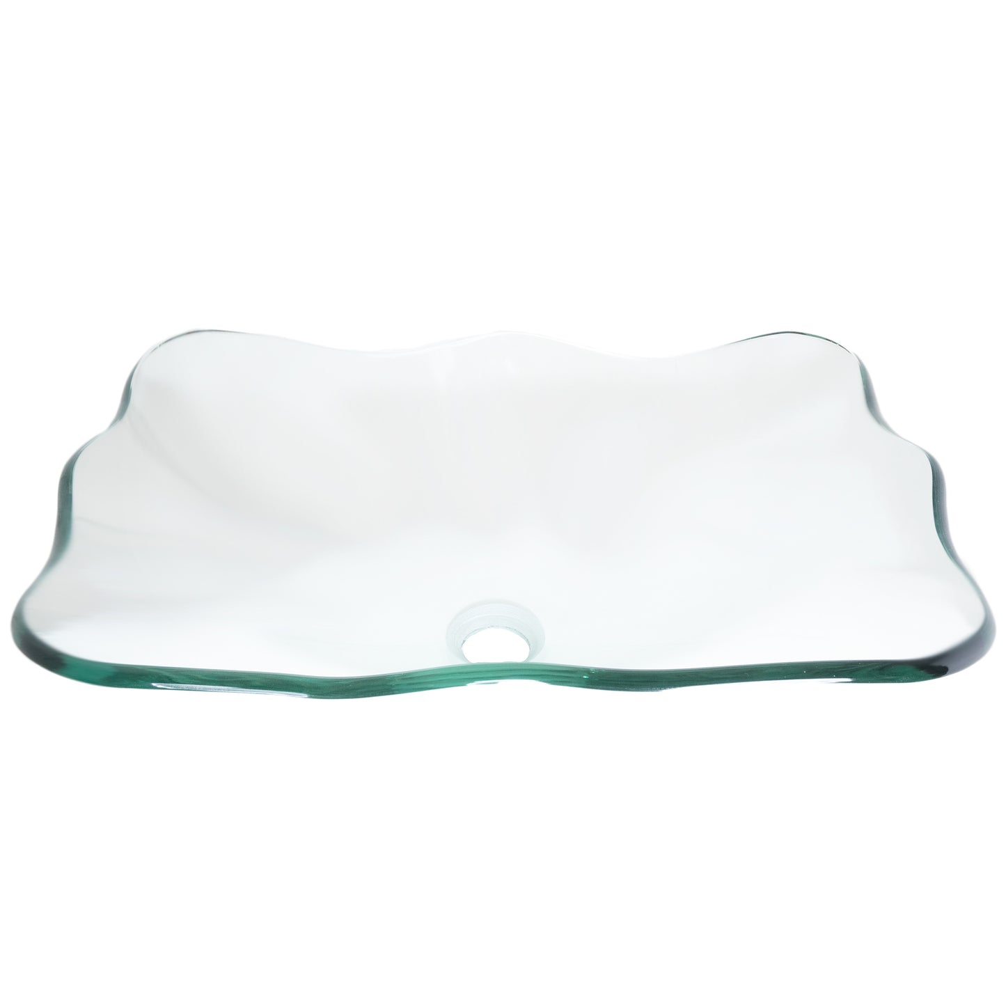 rectangular clear glass vessel sink