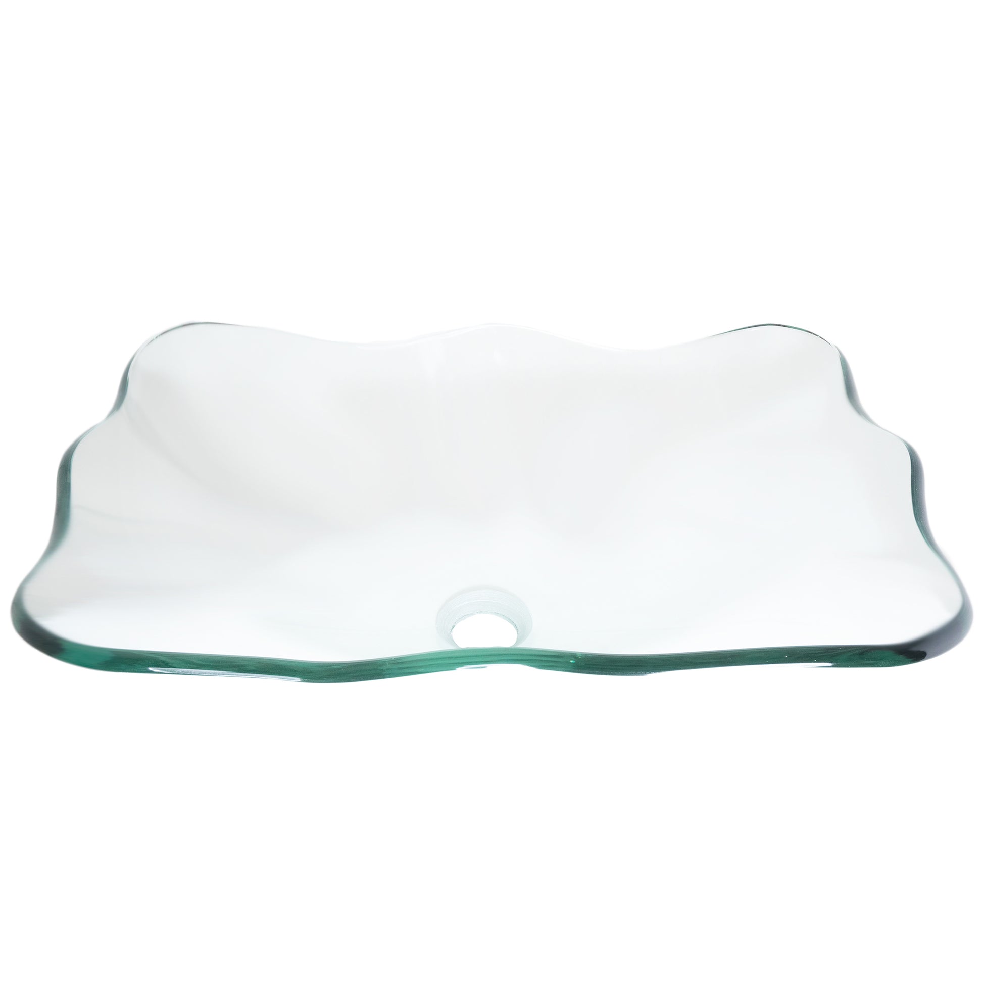 rectangular clear glass vessel sink