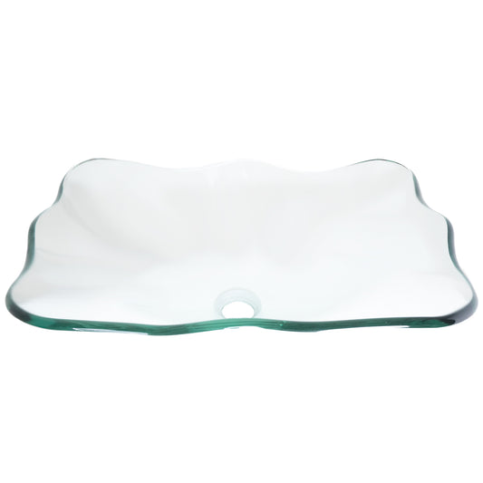 rectangular clear glass vessel sink