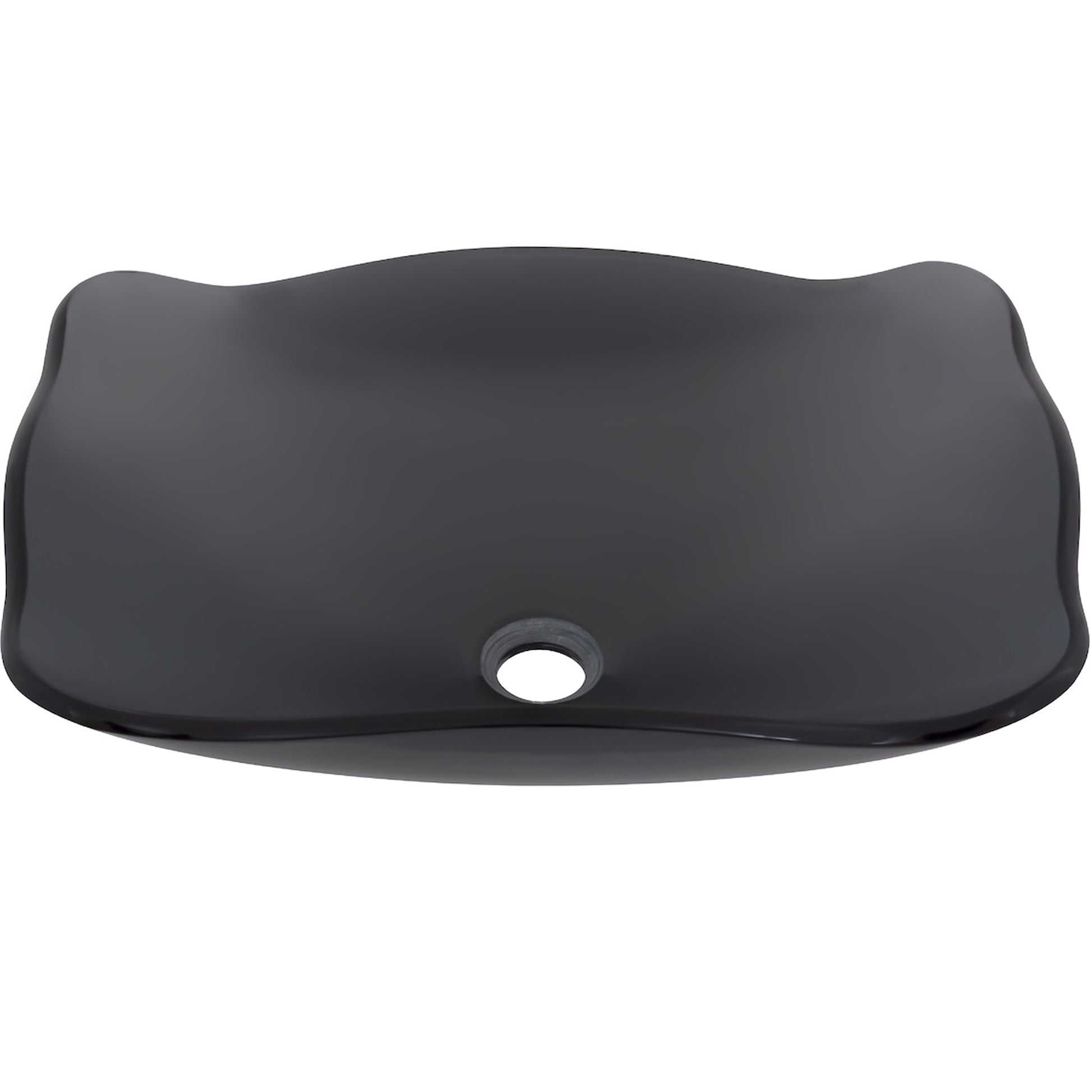 rectangular scalloped glass vessel sink