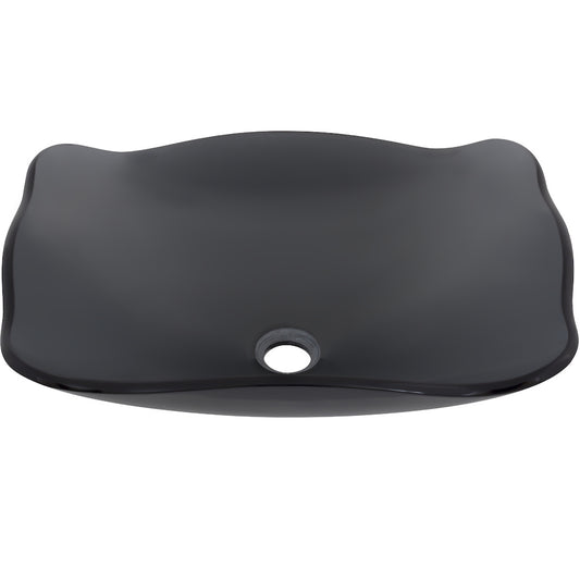 rectangular scalloped glass vessel sink