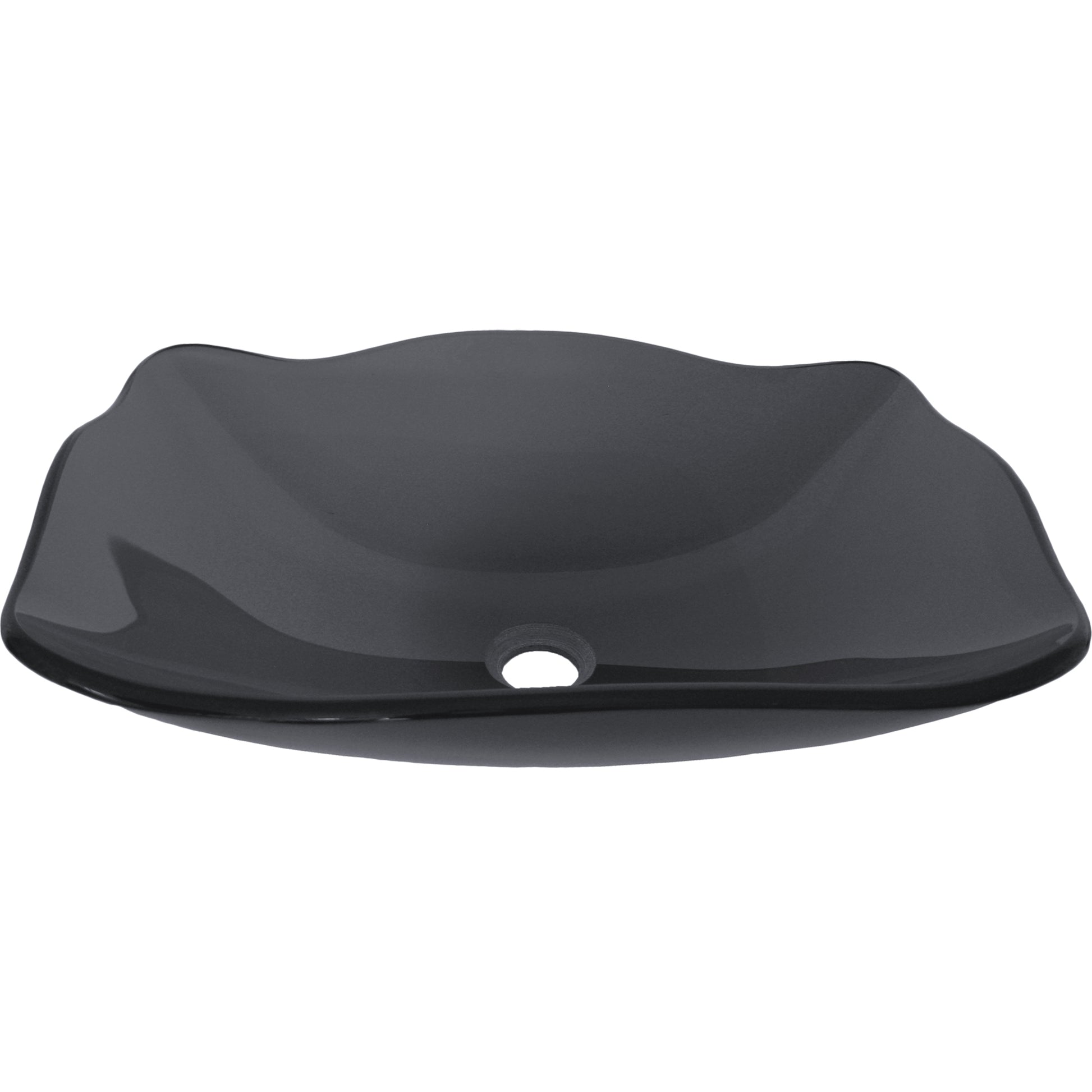 rectangular scalloped glass vessel sink