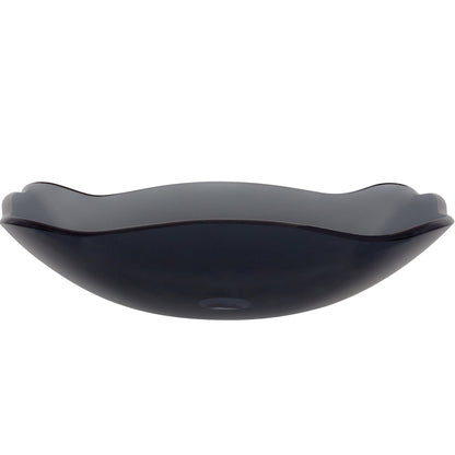 rectangular scalloped glass vessel sink