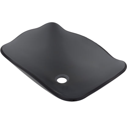 Clear Grey Scalloped Tempered Glass Vessel Sink TIS-317G