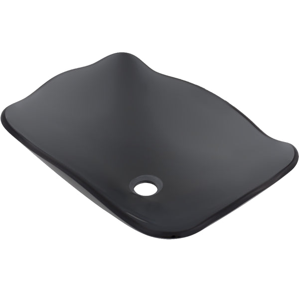 Clear Grey Scalloped Tempered Glass Vessel Sink TIS-317G