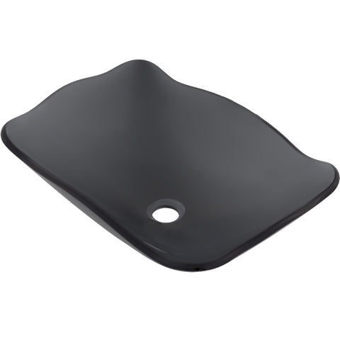 Clear Grey Scalloped Tempered Glass Vessel Sink TIS-317G