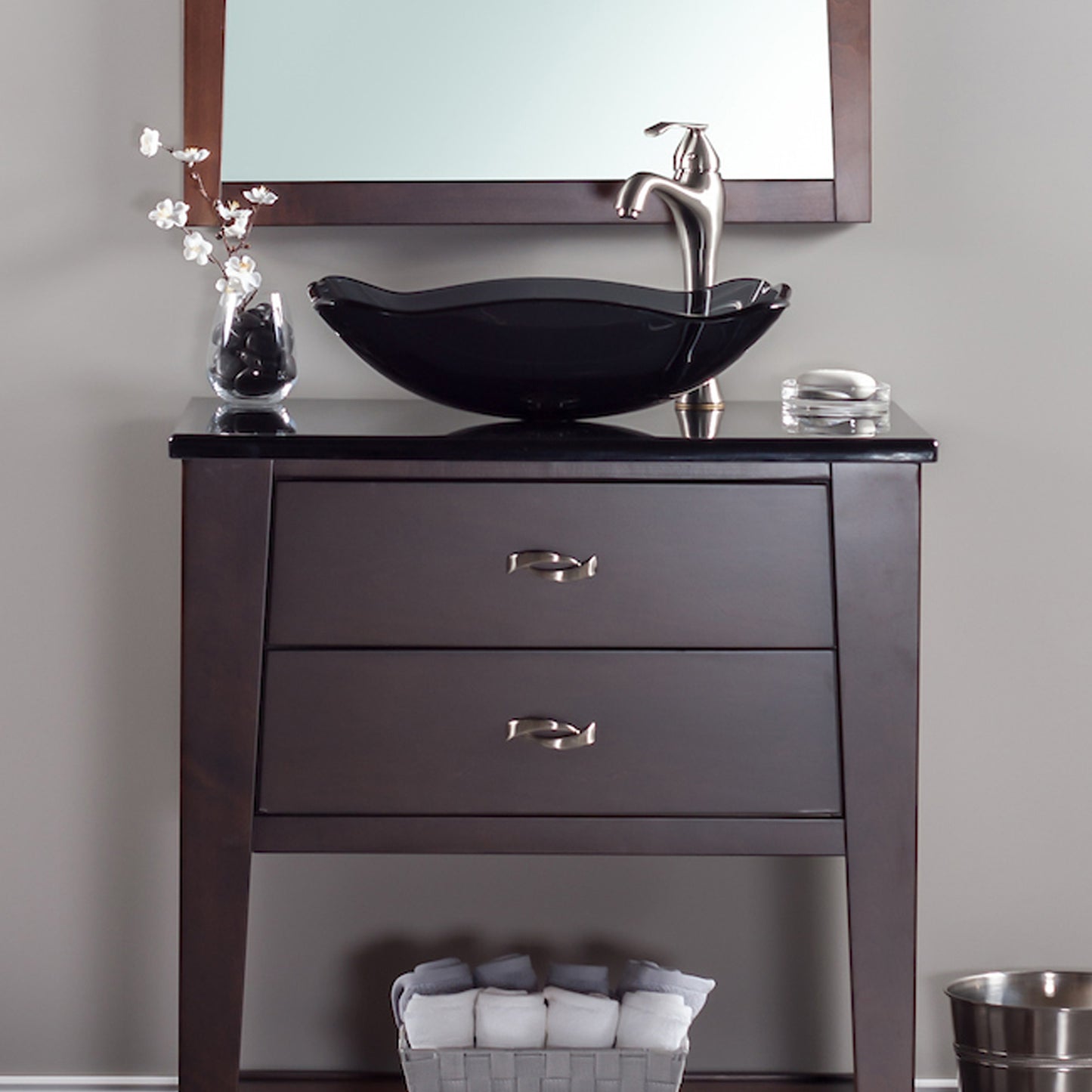 rectangular glass vessel sink lifestyle