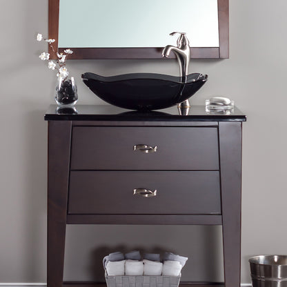 rectangular glass vessel sink lifestyle