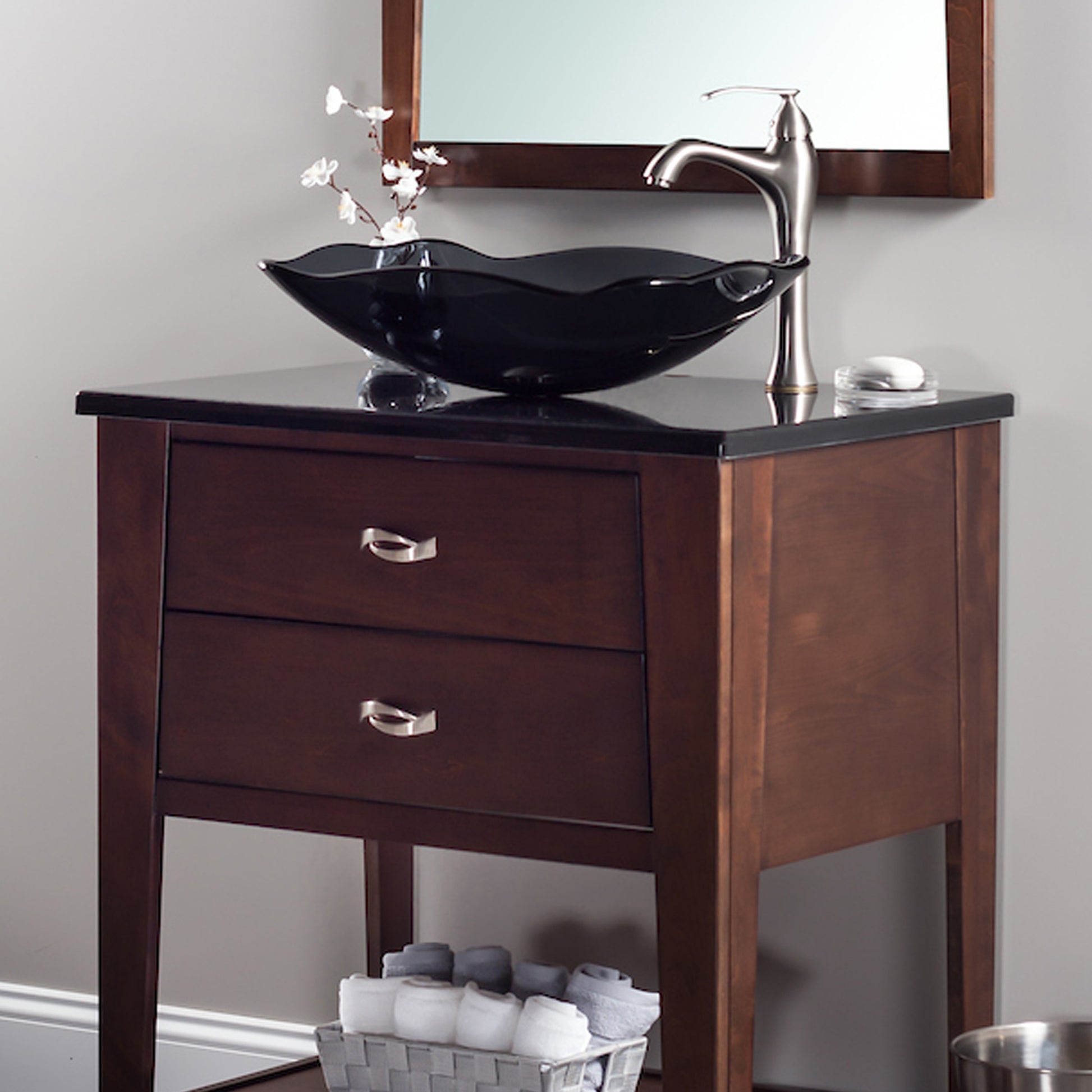 rectangular glass vessel sink lifestyle
