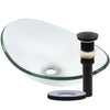 Clear Oval Tempered Slipper Glass Vessel Bath Sink TIS-324C