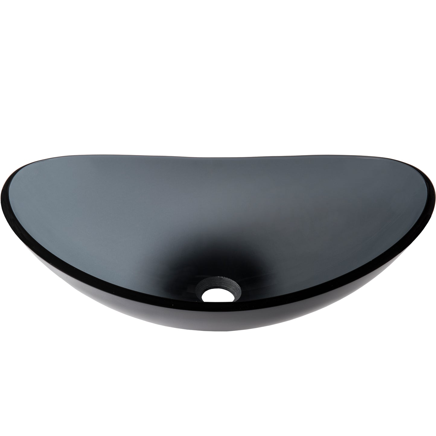 Clear Slate Grey Oval Slipper Tempered Glass Vessel Sink TIS-324G