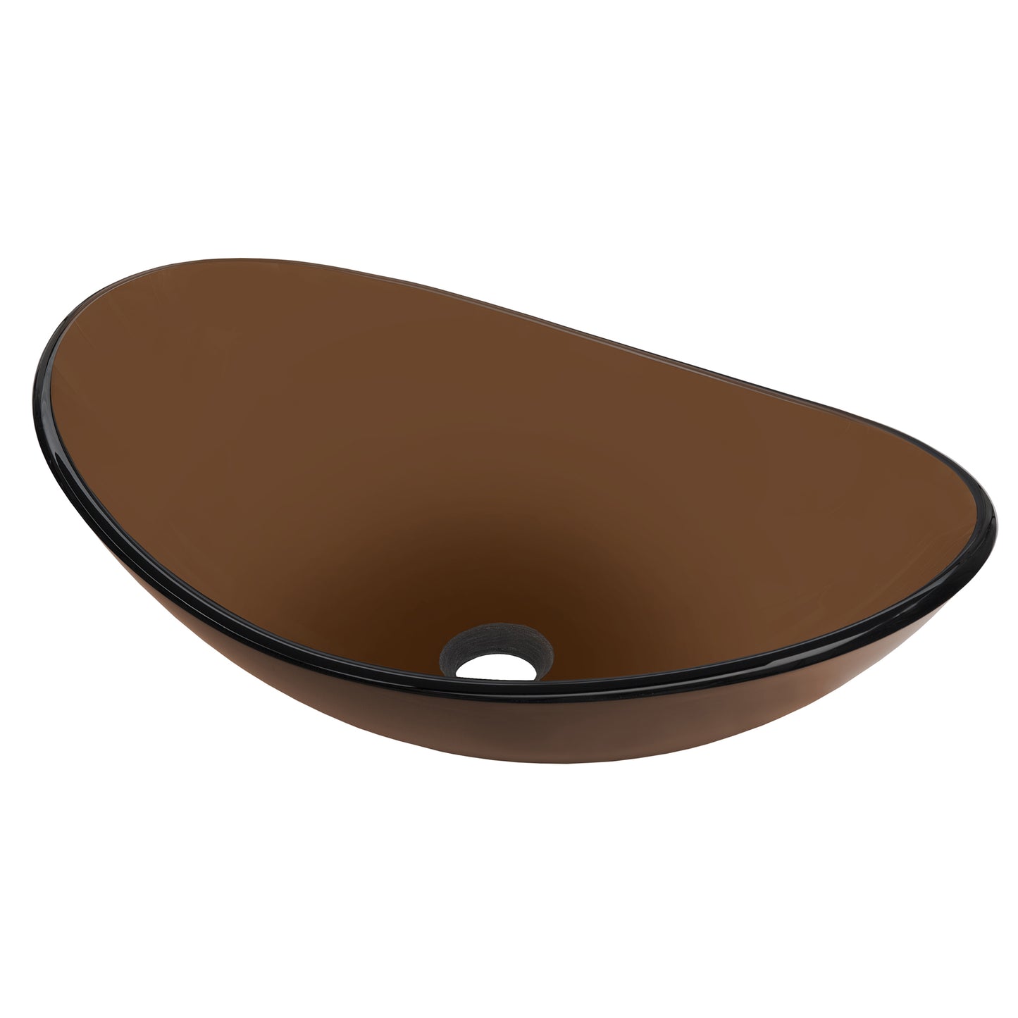 brown oval glass sink