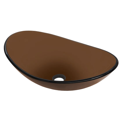 brown oval glass sink