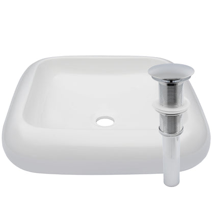 Traditional white porcelain vessel bathroom sink by Novatto with a sleek, rounded design and smooth glossy finish.
