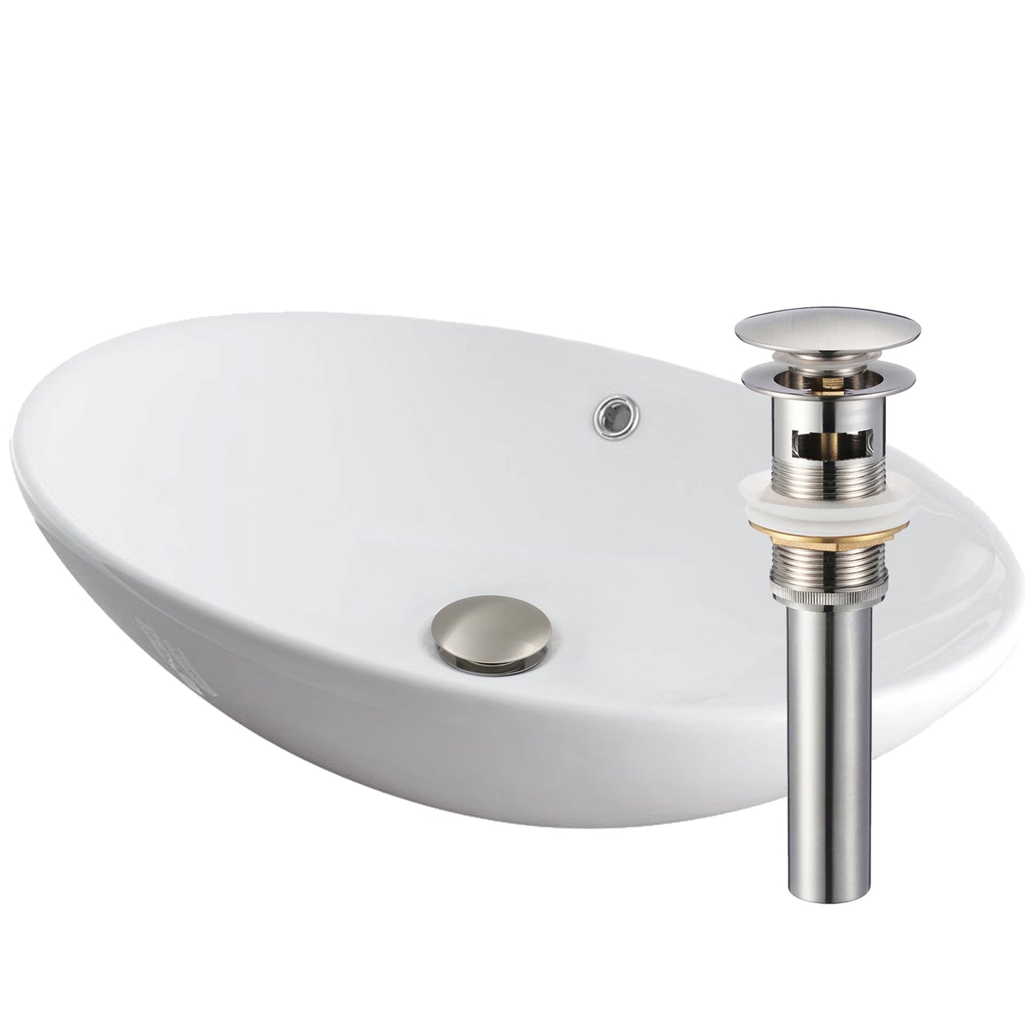 White porcelain vessel sink with overflow, traditional bathroom style by Novatto, shown in a contemporary design.