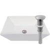 Square white ceramic Vessel Bathroom Sink NO OVERFLOW with drain
