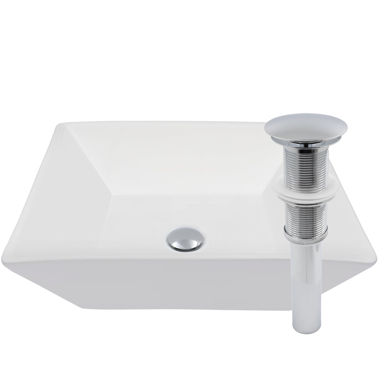 White porcelain square vessel bathroom sink by Novatto, traditional design with clean lines and smooth surface for modern bathrooms.