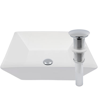 White porcelain square vessel bathroom sink by Novatto, traditional design with clean lines and smooth surface for modern bathrooms.