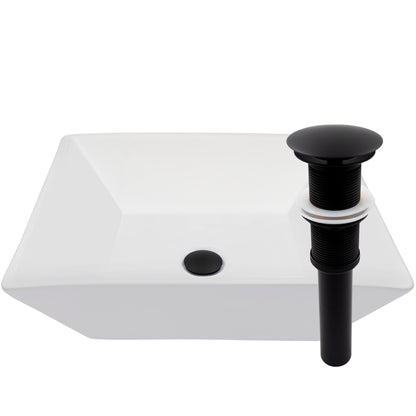Contemporary square white porcelain bathroom vessel sink by Novatto, traditional style, smooth surface, round basin, modern design.