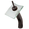 bathroom vessel faucet in oil rubbed bronze with clear glass