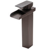 single handle modern vessel waterfall faucet in oil rubbed bronze