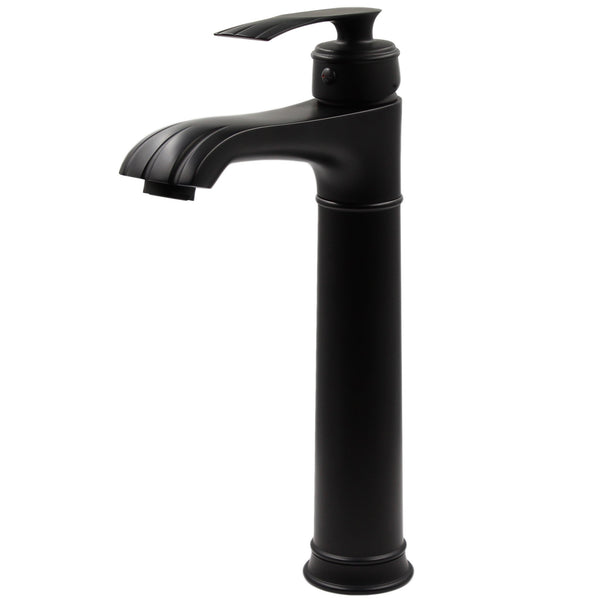 Modern Novatto Ransom single hole vessel bathroom faucet from GF-163 series, three-quarter view showing sleek design and chrome finish.