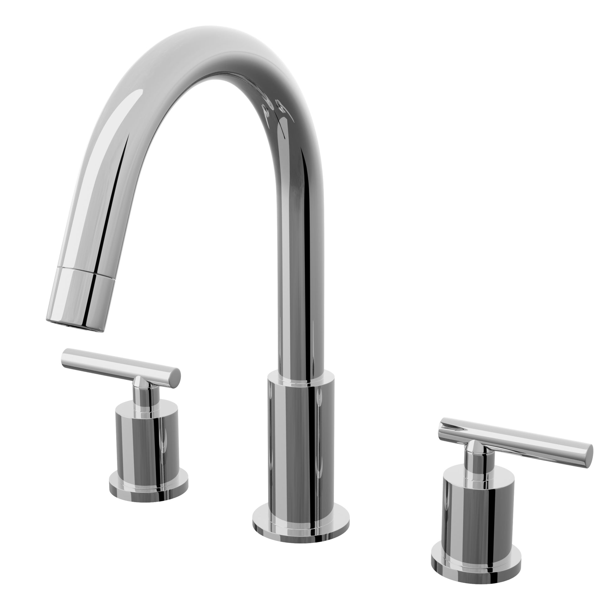 Novatto Waltz 8-inch widespread 2-handle lavatory faucet in chrome, shown from a three-quarter view.