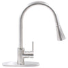 brushed nickel kitchen faucet with deck plate