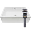 Rectangle bright white glossy porcelain vessel sink w/overflow and pop-up oil rubbed bronze drain with overflow