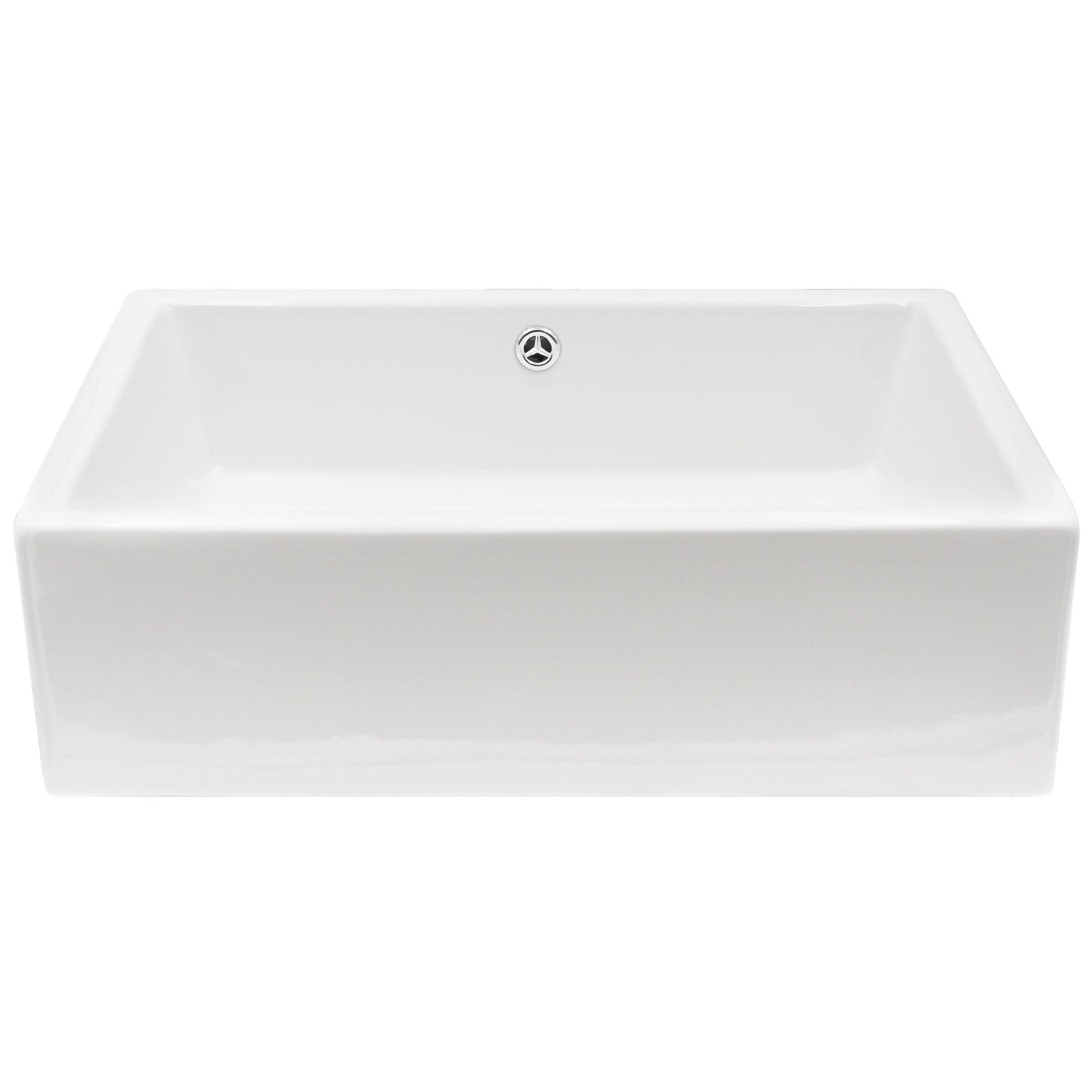 Rectangle bright white glossy porcelain vessel sink w/overflow