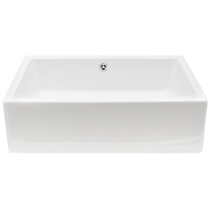 Rectangle bright white glossy porcelain vessel sink w/overflow