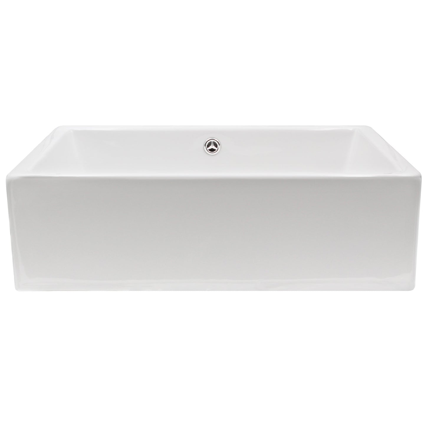 Rectangle bright white glossy porcelain vessel sink w/overflow