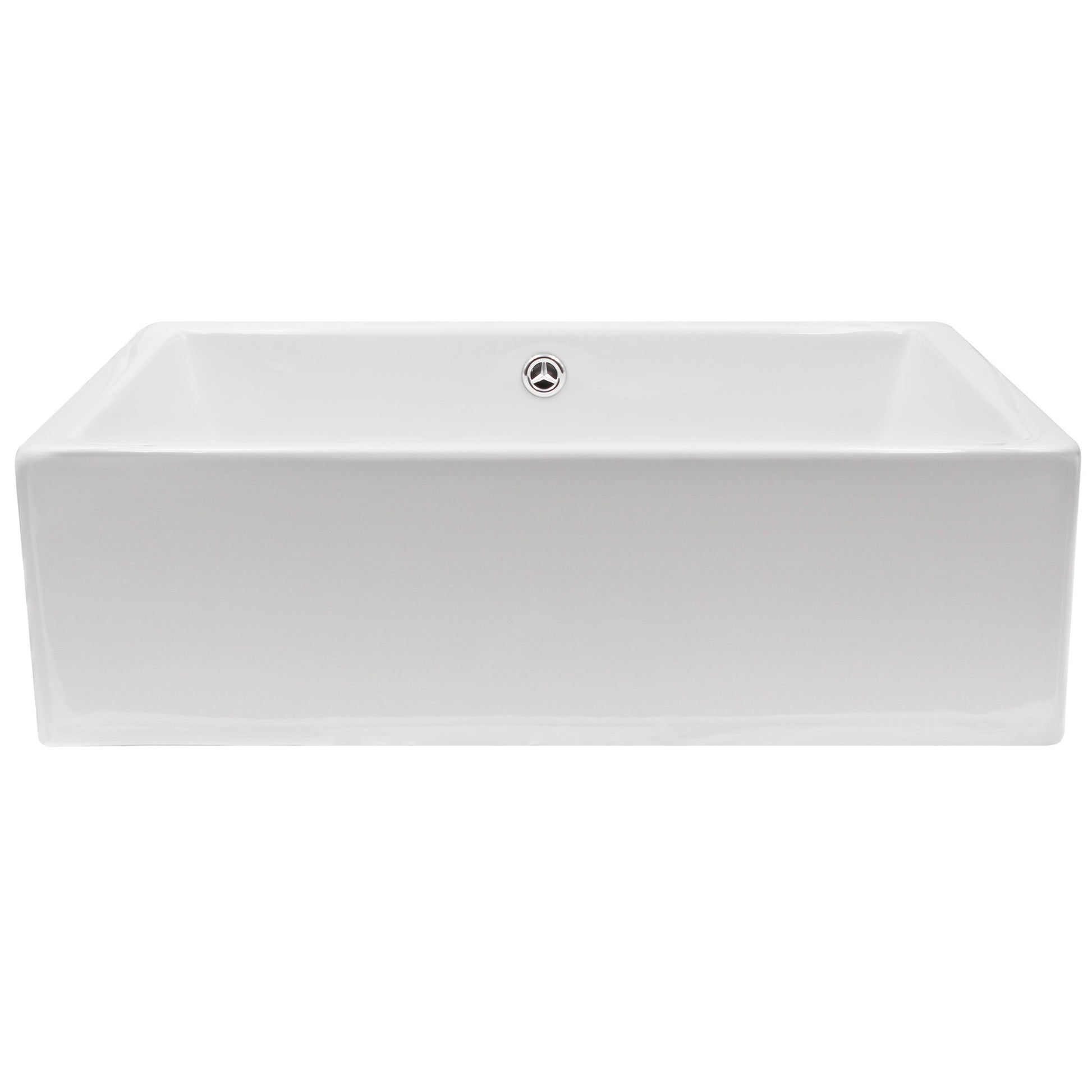 Rectangle bright white glossy porcelain vessel sink w/overflow
