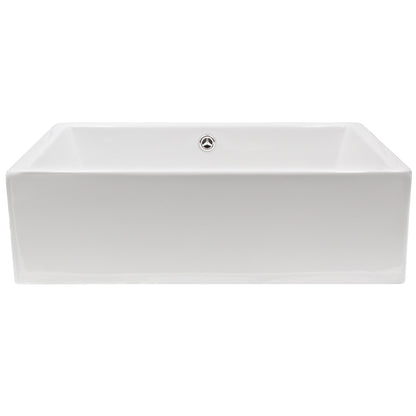 Rectangle bright white glossy porcelain vessel sink w/overflow