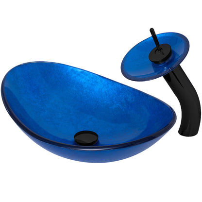 Slipper Blue Foiled Glass Bathroom Sink Combo Series NSFC-S1328031001