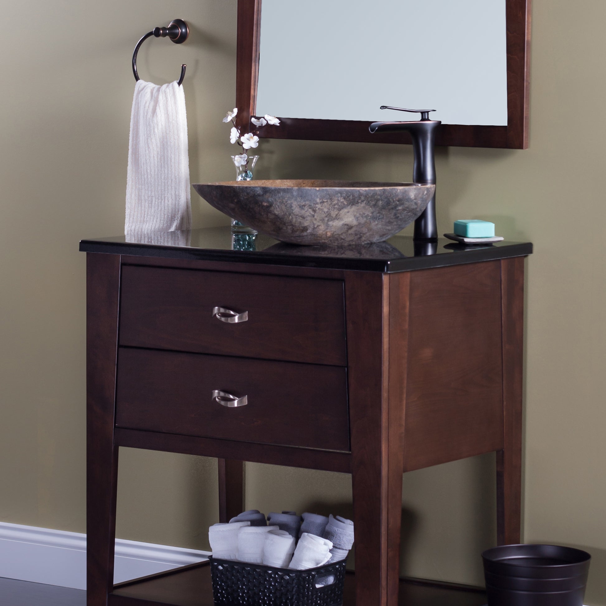 natural cobblestone vessel sink lifestyle