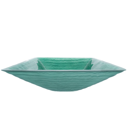 square glass vessel green sink