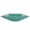 square glass vessel green sink